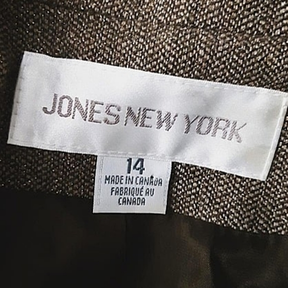 JONES NEW Y Brown Wool Blend Gold Metallic Jacket - Picture 9 of 11